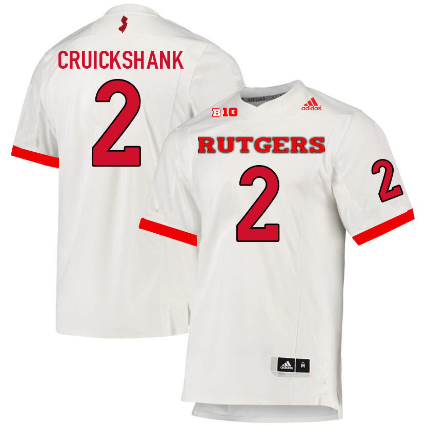 Men #2 Aron Cruickshank Rutgers Scarlet Knights College Football Jerseys Sale-White - Click Image to Close